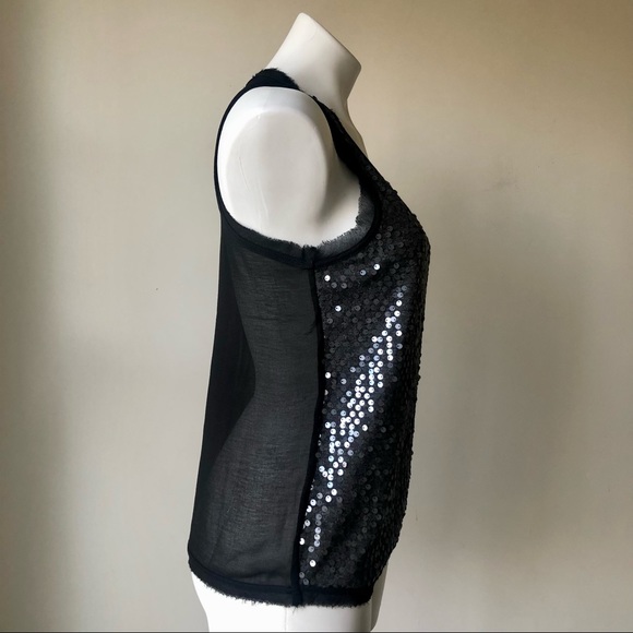 🌼 Forever 21 Sequin Sheer Back Tank Top, Black S - Picture 5 of 7